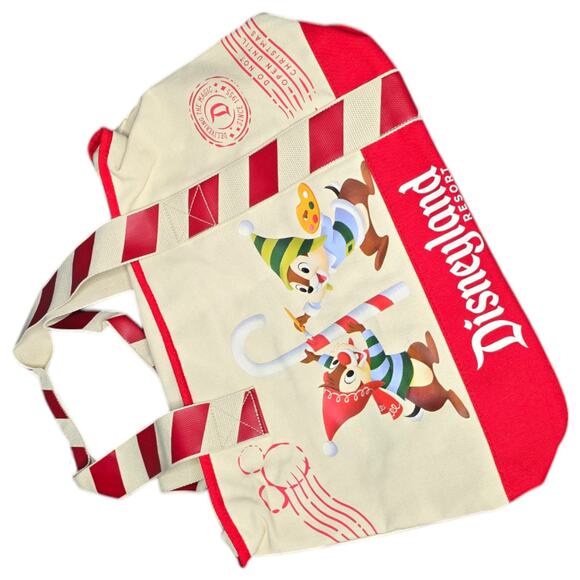 Disneyland Resort Holiday Tote Bag Chip & Dale Christmas Canvas - NEW - Picture 1 of 6